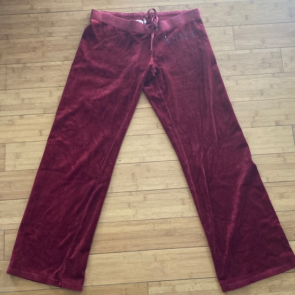 Juicy Couture Burgundy Velour Pants - Picture 1 of 4